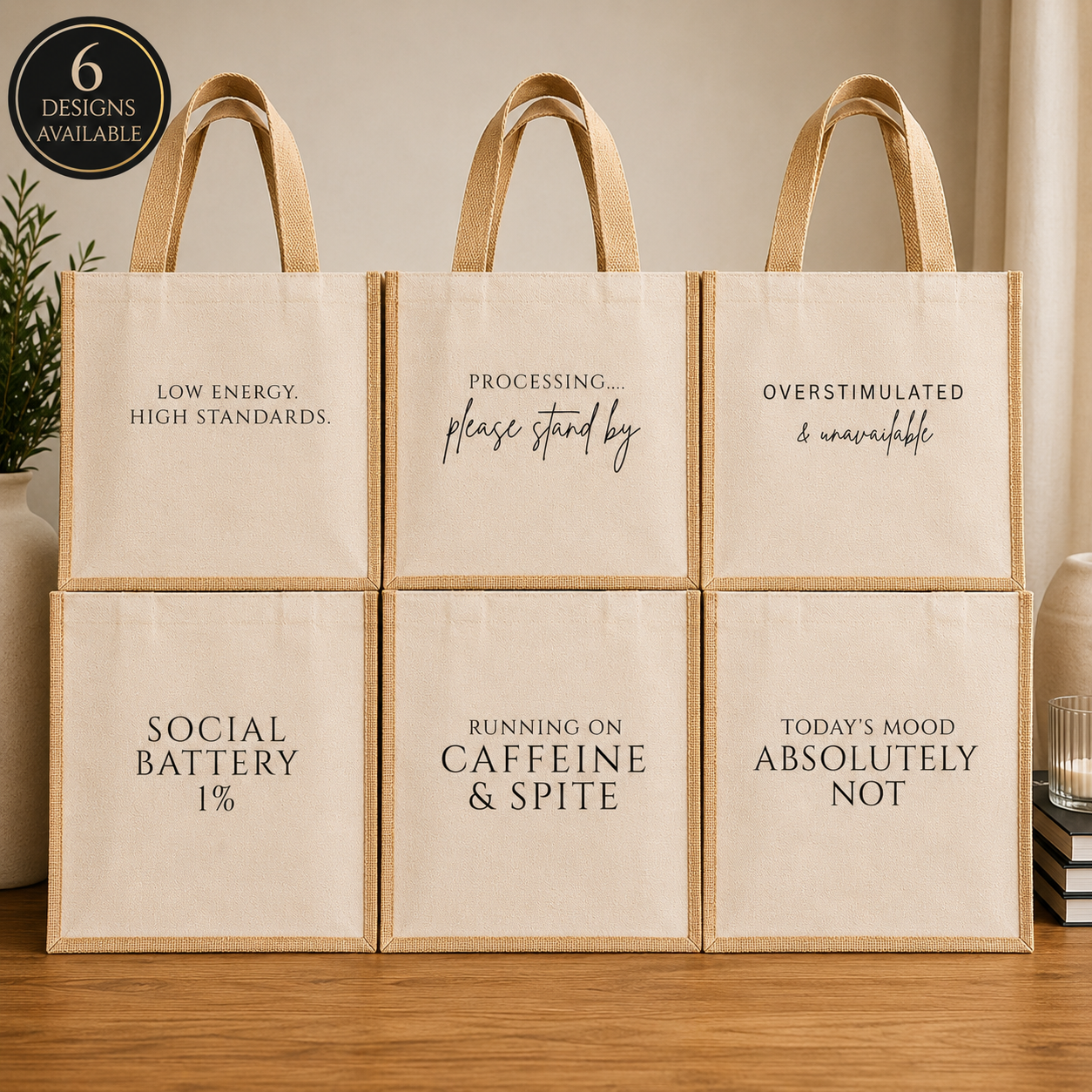 The Unhinged Collection Jute Bags