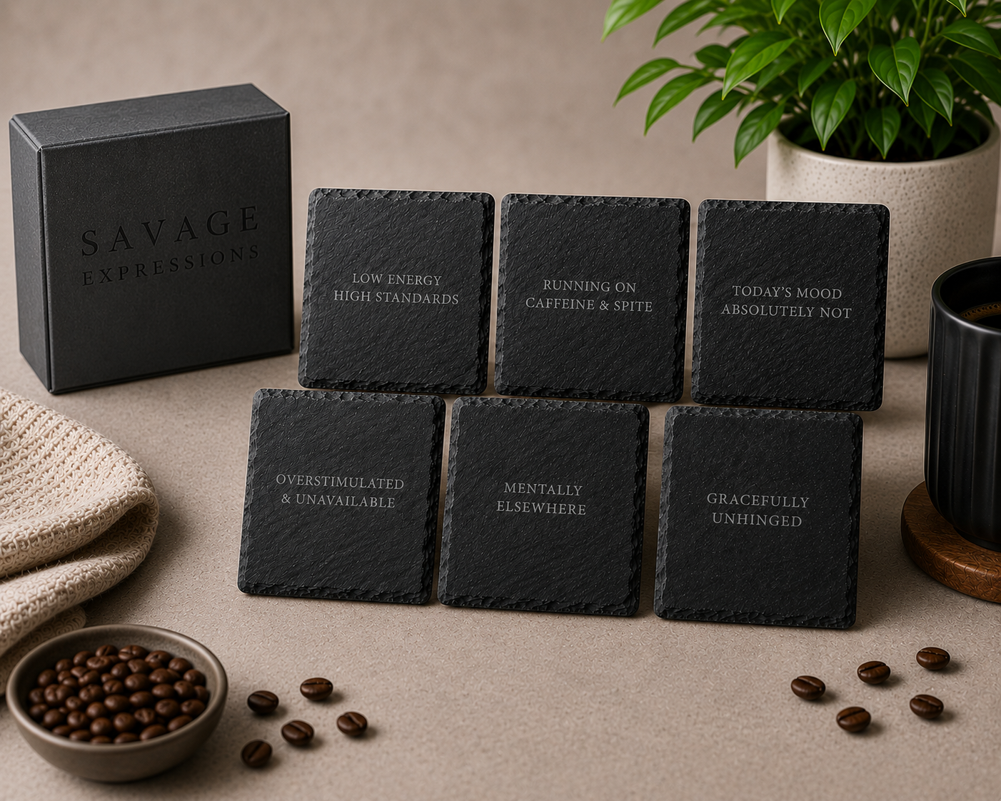 The Unhinged Collection - Engraved Slate Coasters