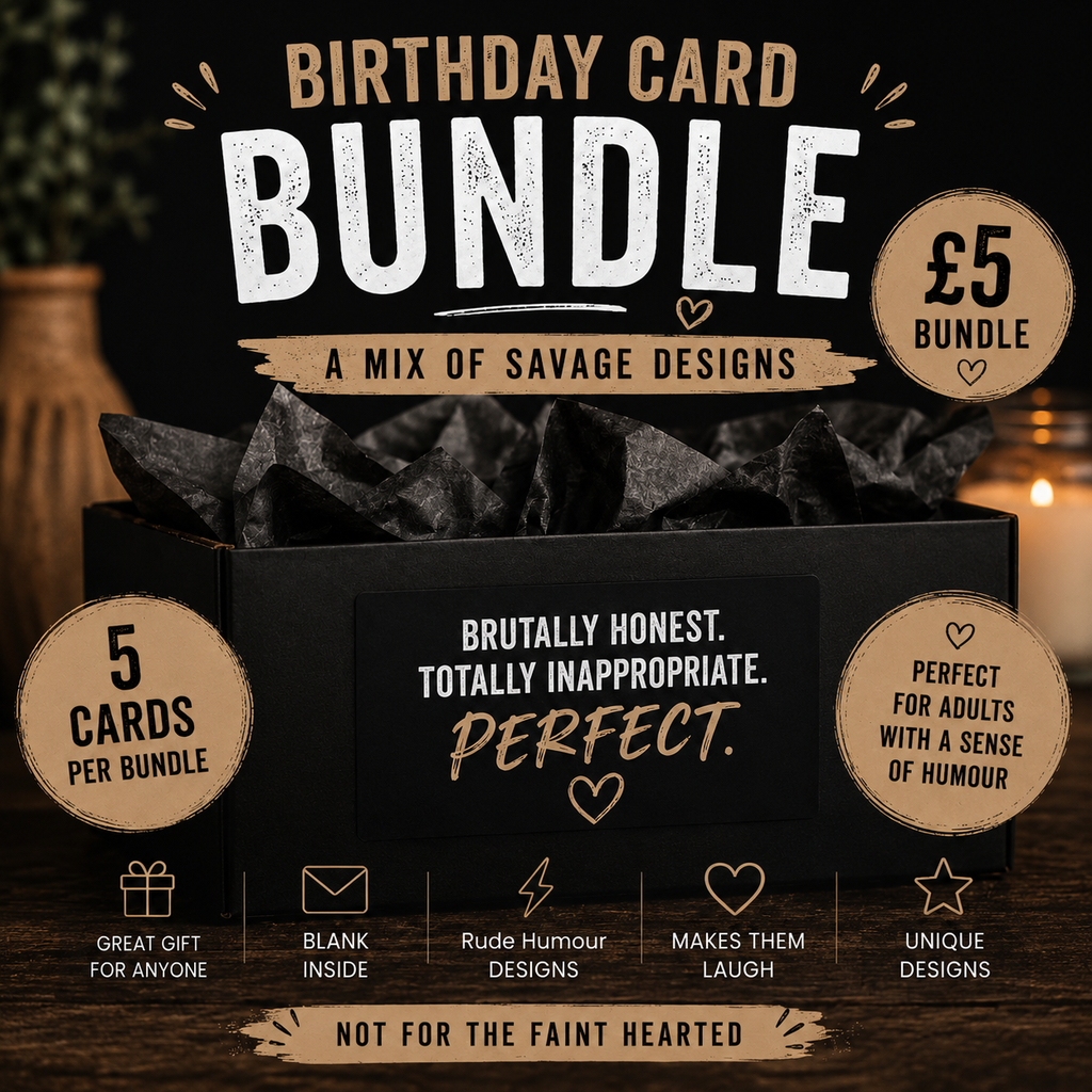 Unhinged Birthday Card Bundle | 5 Random Savage Designs